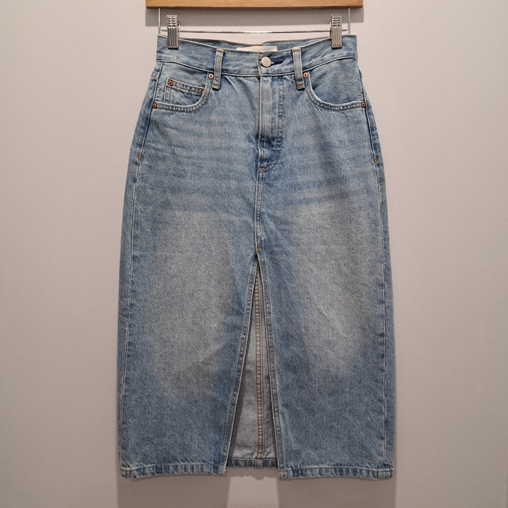 Aritzia Denim Forum The 90s Halle Retro Y2K Coastal Cowgirl Midi Skirt 23